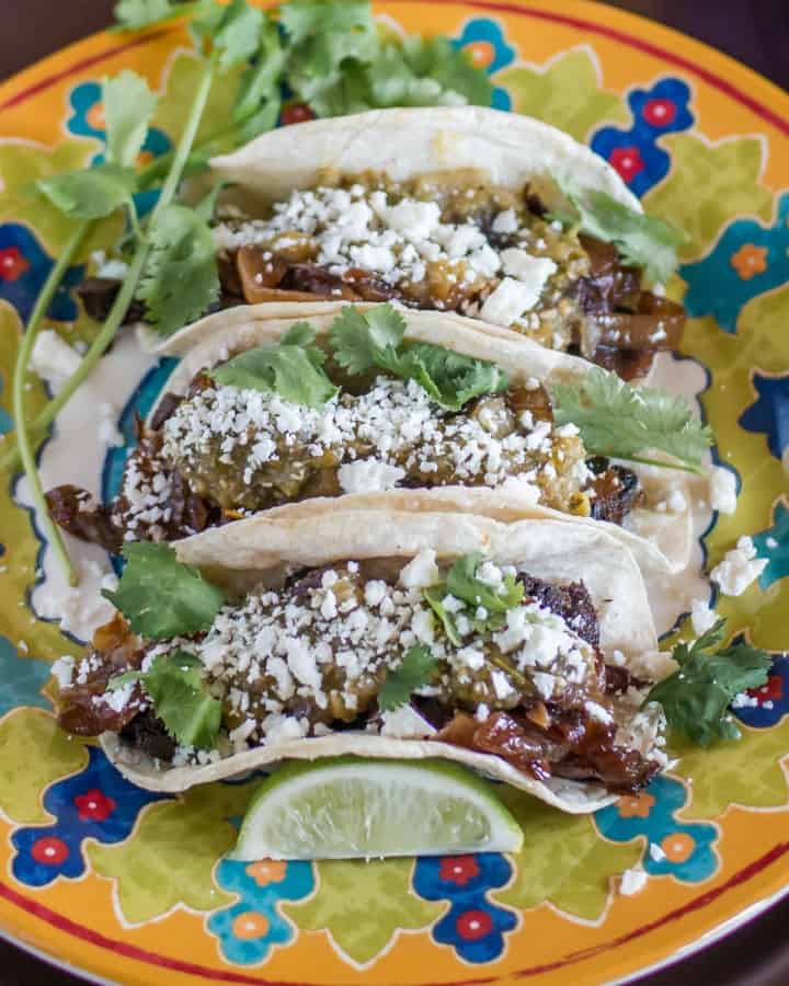 Lengua Tacos With Salsa Verde and Caramelized Onions Hero Image