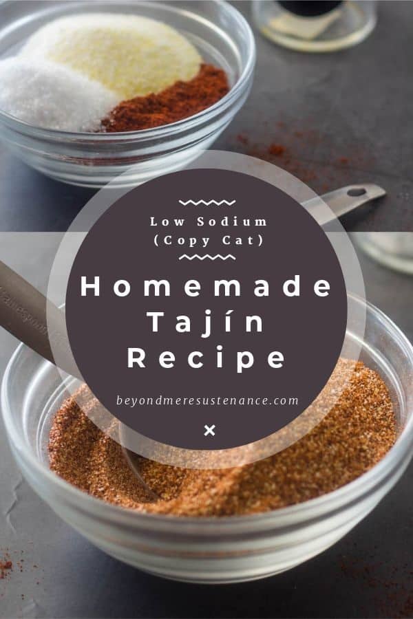 Pin for tajin - ingredients and finished spice mix.