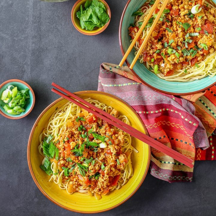 Spicy Gochujang Spaghetti and Meat Sauce