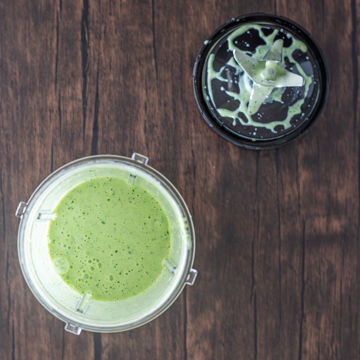 All ingredients for the cilantro lime ranch in a blender.