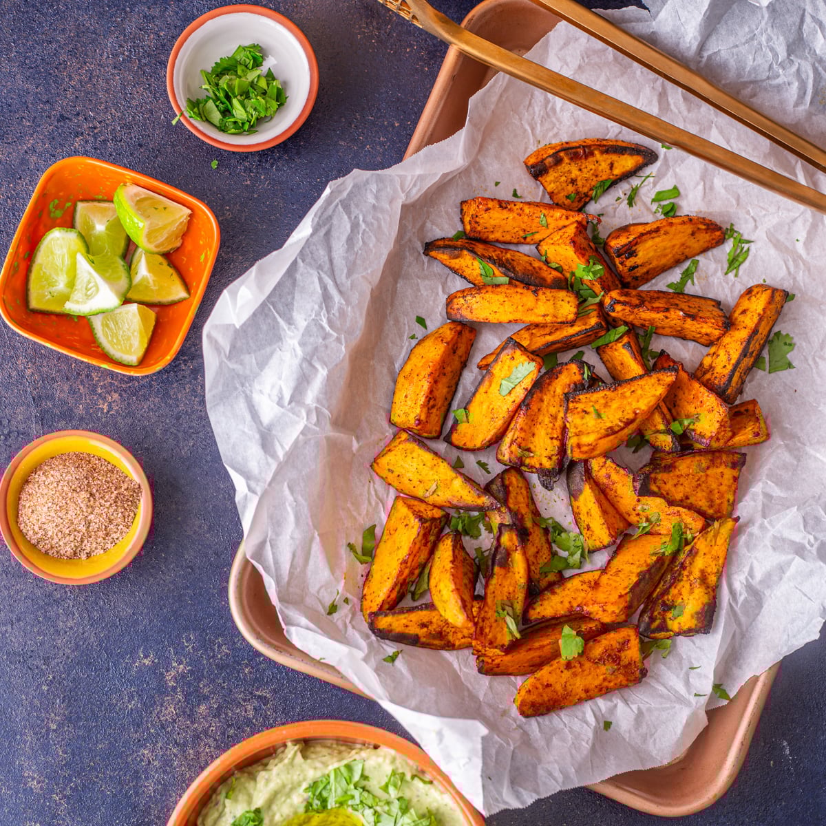 Air Fryer Sweet Potato Wedges with Taj&iacute;n &bull; Beyond Mere Sustenance