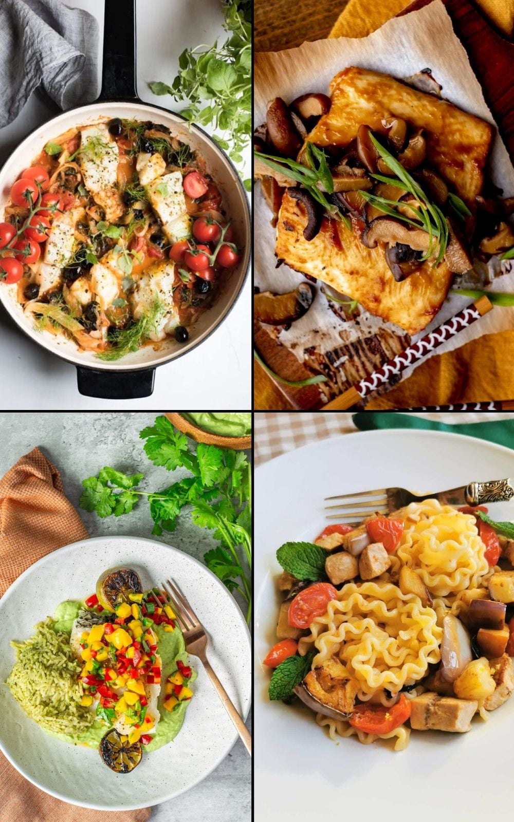 A collage of interesting international fish recipes.